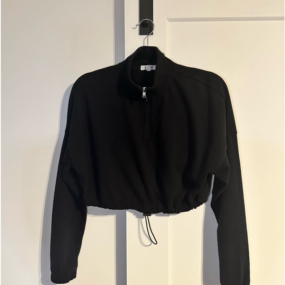 Garage Quarter Zip Black Crop Sweater